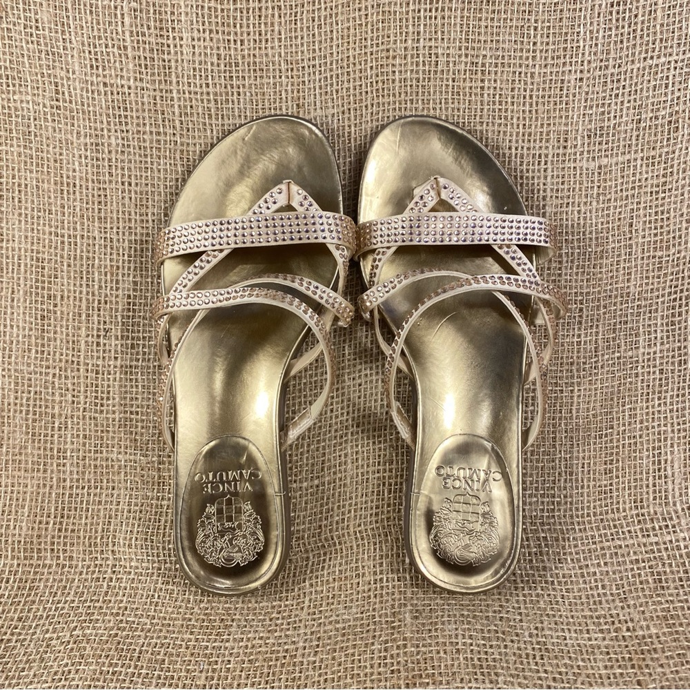 vince camuto sandals thong rose gold studded straps flip flops women sz 7.5 M - Picture 8 of 8